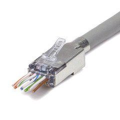 Platinum Tools ezEX48 Cat6a Shielded Crimp Connectors, external ground, POE Compliant, 100 pieces