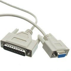 Null Modem Cable, DB9 Female to DB25 Male, UL rated, 8 Conductor, 6 foot