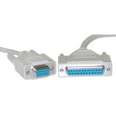 Null Modem Cable, DB9 Female to DB25 Female, 8 Conductor, 6 foot