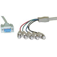 SVGA (HD15 Male) to BNC (5 Female) Monitor Breakout Cable, 1 foot