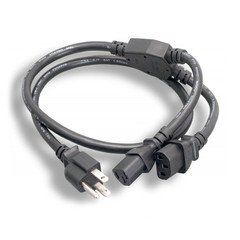 Computer / Monitor Power Y Cord, Black, NEMA 5-15P to Dual C13, 13 Amp, 3 foot