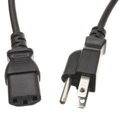 Computer / Monitor Power Cord, Black, NEMA 5-15P to C13, 18AWG, 10 Amp, 1 foot