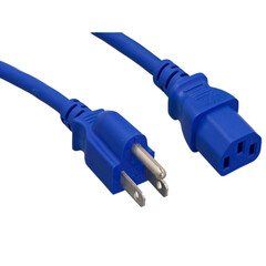 Computer / Monitor Power Cord, Blue, NEMA 5-15P to C13, 18AWG, 10 Amp, 1 foot