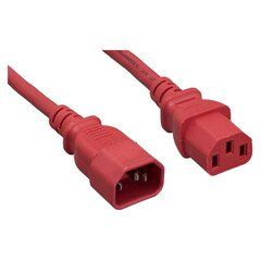 Computer / Monitor Power Extension Cord, red, C13 to C14, 10 Amp, 2 foot