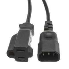 Power Cord Adapter, Black, C14 to NEMA 5-15R, 10 Amp, 1 foot