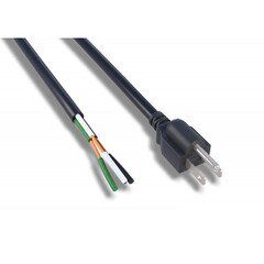 NEMA 5-15P to Standard ROJ Power Cord, Black, 18/3 (18AWG 3 Conductor) SJT, 10 Amp / 300 Volt, 6 foot