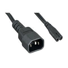 Power Cord, C14 to C7, Non-Polarized, 18AWG, Black, 2ft