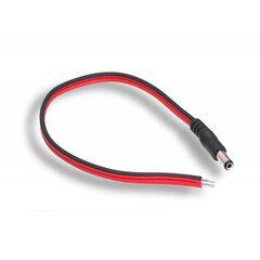 DC Power Plug to 19AWG Bare Wire, DC Male to Open Ends, 1 foot