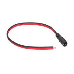 DC Power Socket to 19AWG Bare Wire, DC Female to Open Ends, 1 foot