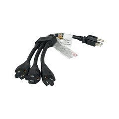 Power Cord Splitter, NEMA 5-15P to 3x NEMA 5-15R, 14AWG, 15 Amp, 14 inch, Black