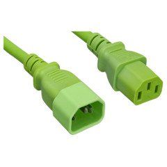 Computer / Monitor Power Extension Cord, Green, C13 to C14, 14AWG,15 Amp, 3 foot