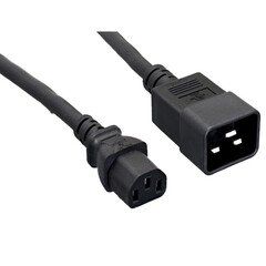 Server Power Extension Cord, Black, C20 to C13, 14AWG/3C, 15 Amp, 3 foot