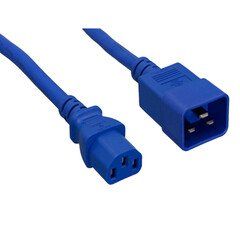 Server Power Extension Cord, Blue, C20 to C13, 14AWG/3C, 15 Amp, 3 foot