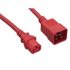 Server Power Extension Cord, Red, C20 to C13, 14AWG/3C, 15 Amp, 3 foot