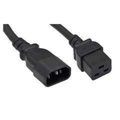 Power Cord, C14 to C19, 14 AWG,15 Amp, Black, 3 foot