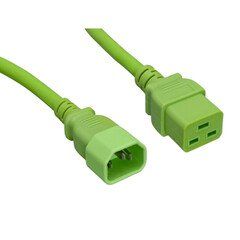 Power Cord, C14 to C19, 14 AWG,15 Amp, Green, 2 foot
