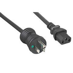 Hospital Grade, Green Dot, Power Cord, Nema 5-15 to C13, 16 AWG, SJT, 13 Amp / 125 Volt, Black, 3 Foot