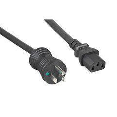 Hospital Grade, Green Dot, Power Cord, Nema 5-15 to C13, 14 AWG, SJT, 15 Amp / 125 Volt, Black, 3 Foot