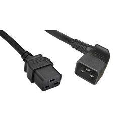 Heavy Duty Server Power Extension Cord, Black, C20(Right Angle) to C19, 12AWG/3C, 20 Amp, 3 foot