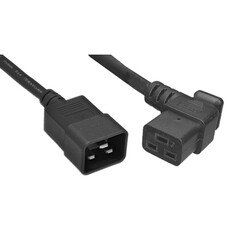 Heavy Duty Server Power Extension Cord, Black, C20 to C19(Right Angle), 12AWG/3C, 20 Amp, 3 foot