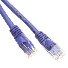 Cat5e Purple Copper Ethernet Patch Cable, Snagless/Molded Boot, POE Compliant, 6 inch