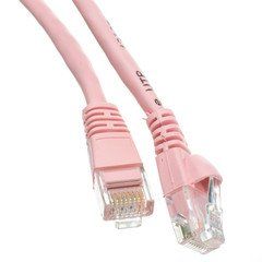 Cat5e Pink Copper Ethernet Patch Cable, Snagless/Molded Boot, POE Compliant, 1 foot