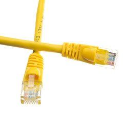 Cat5e Yellow Copper Ethernet Patch Cable, Snagless/Molded Boot, POE Compliant, 6 inch