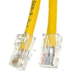 Cat5e Yellow Copper Ethernet Patch Cable, Bootless, POE Compliant, 1 foot