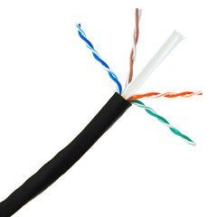 Bulk Cat6 Black Ethernet Cable, Solid, UTP (Unshielded Twisted Pair), Riser Rated(CMR), Pullbox, 1000 foot