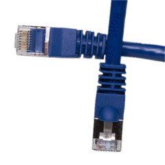 Shielded Cat6a Blue Copper Ethernet Patch Cable, 10 Gigabit, Snagless/Molded Boot, POE Compliant, 500 MHz, 1 foot