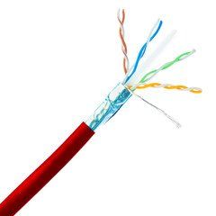 Bulk Shielded Cat6a Red Ethernet Cable, 10 Gigabit Solid, 500 Mhz, 23 AWG, Spool, 1000 foot