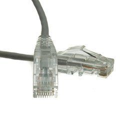 Slim Cat6a Gray Copper Ethernet Cable, 10 Gigabit, Snagless/Molded Boot, 500 MHz, 6 inch