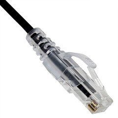 Slim Cat6a Black Copper Ethernet Cable, 10 Gigabit, Snagless/Molded Boot, 500 MHz, 2 foot