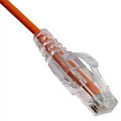Slim Cat6a Orange Copper Ethernet Cable, 10 Gigabit, Snagless/Molded Boot, 500 MHz, 6 inch