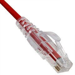 Slim Cat6a Red Copper Ethernet Cable, 10 Gigabit, Snagless/Molded Boot, 500 MHz, 2 foot