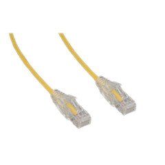 Slim Cat6a Yellow Copper Ethernet Cable, 10 Gigabit, Snagless/Molded Boot, 500 MHz, 1 foot