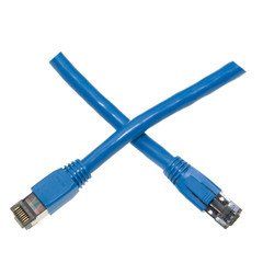 Cat8 Blue S/FTP Ethernet Patch Cable, Molded Boot, 40Gbps - 2000MHz, 4-Pair 24AWG Copper, RJ45 Male, 6 inch