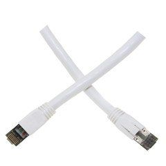 Cat8 White S/FTP Ethernet Patch Cable, Molded Boot, 40Gbps - 2000MHz, 4-Pair 24AWG Copper, RJ45 Male, 6 inch