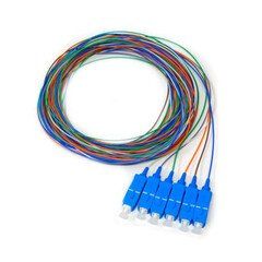 6 Strand Fiber Pigtail, 9/125 Singlemode(Blue Boot), SC/UPC, 3 meter