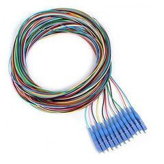 12 Strand Fiber Pigtail, 9/125 Singlemode(Blue Boot), LC/UPC, 3 meter
