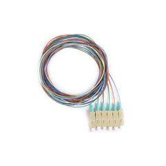 6 Strand Fiber Pigtail, 50/125 Multmode(Aqua Boot), OM3, SC/PC connectors, 3 meter