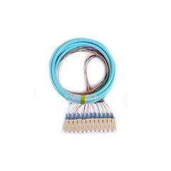 12 Strand Fiber Pigtail, 50/125 Multmode(Aqua Boot), OM3, SC/PC connectors, 3 meter