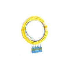 6 Strand Fiber Distribution Pigtail, Singlemode, SC/UPC Connectors, Blue Boots, 3 meter(1m 900um fanout + 2m distribution tail)