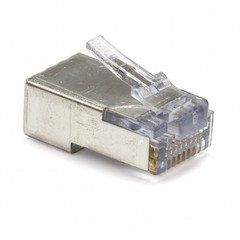 Platinum Tools EZ-RJ45 Shielded Cat6/Cat5e Crimp Connectors, internal ground, Slide Through Wires, POE Compliant, Jar 50 pieces