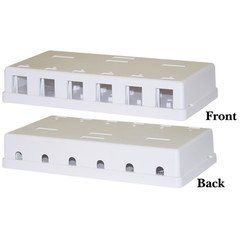 Blank Surface Mount Box for Keystones, 6 Port, White