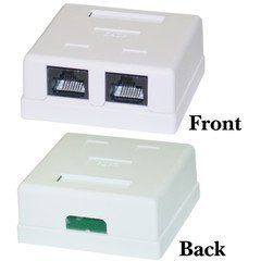 Cat6 Dual Jack Surface Mount Box, Female, Unshielded