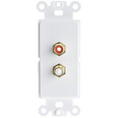 Decora Wall Plate Insert, White, RCA Stereo Couplers (Red/White), 2 RCA Female