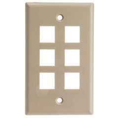 Keystone Wall Plate, Beige, 6 Port, Single Gang