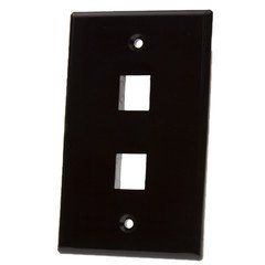 Keystone Wall Plate, Black, 2 Port, Single Gang