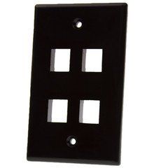 Keystone Wall Plate, Black, 4 Port, Single Gang